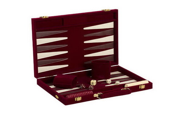 CHH 3017L BURG 18 Burgundy Velvet  Backgammon