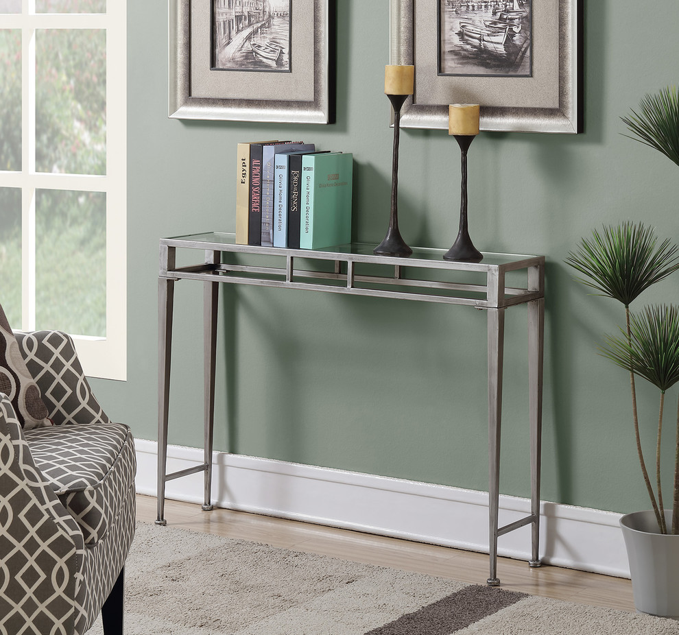 Convenience Concepts Gold Coast Julia Hall Console Table in Silver Metal Frame   Industrial   Console Tables   by Convenience Concepts  Houzz