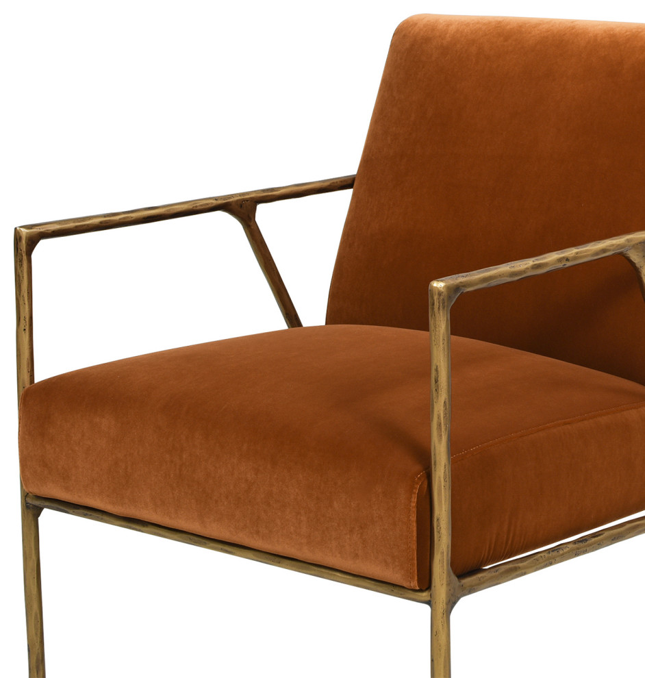 Aerin 24.5 quotHammered Brass Accent Arm Chair  Burnt Orange   Contemporary   Armchairs And Accent Chairs   by Jennifer Taylor Home  Houzz