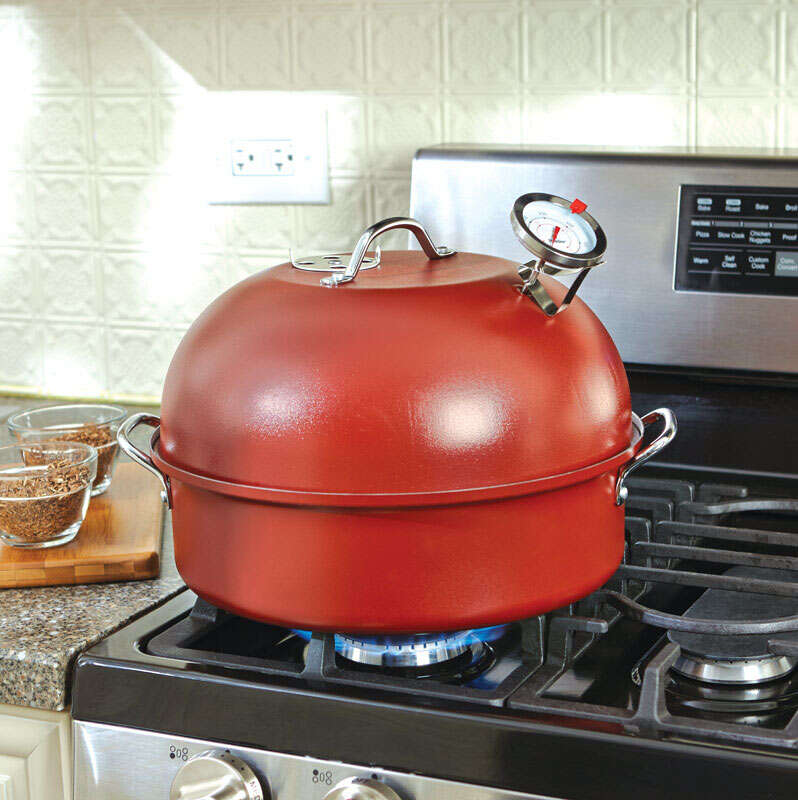 Nordic Ware Aluminized Steel Kettle Smoker 12.38 in. Red