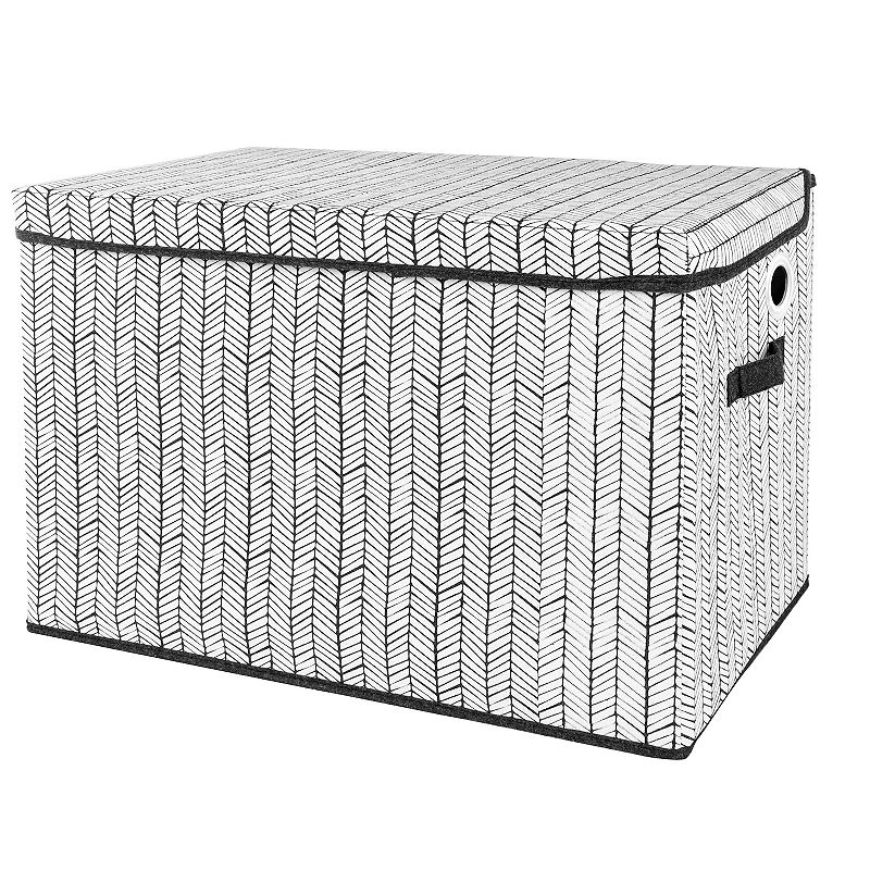 Sammy and Lou Herringbone Gray and White Felt Toy Box