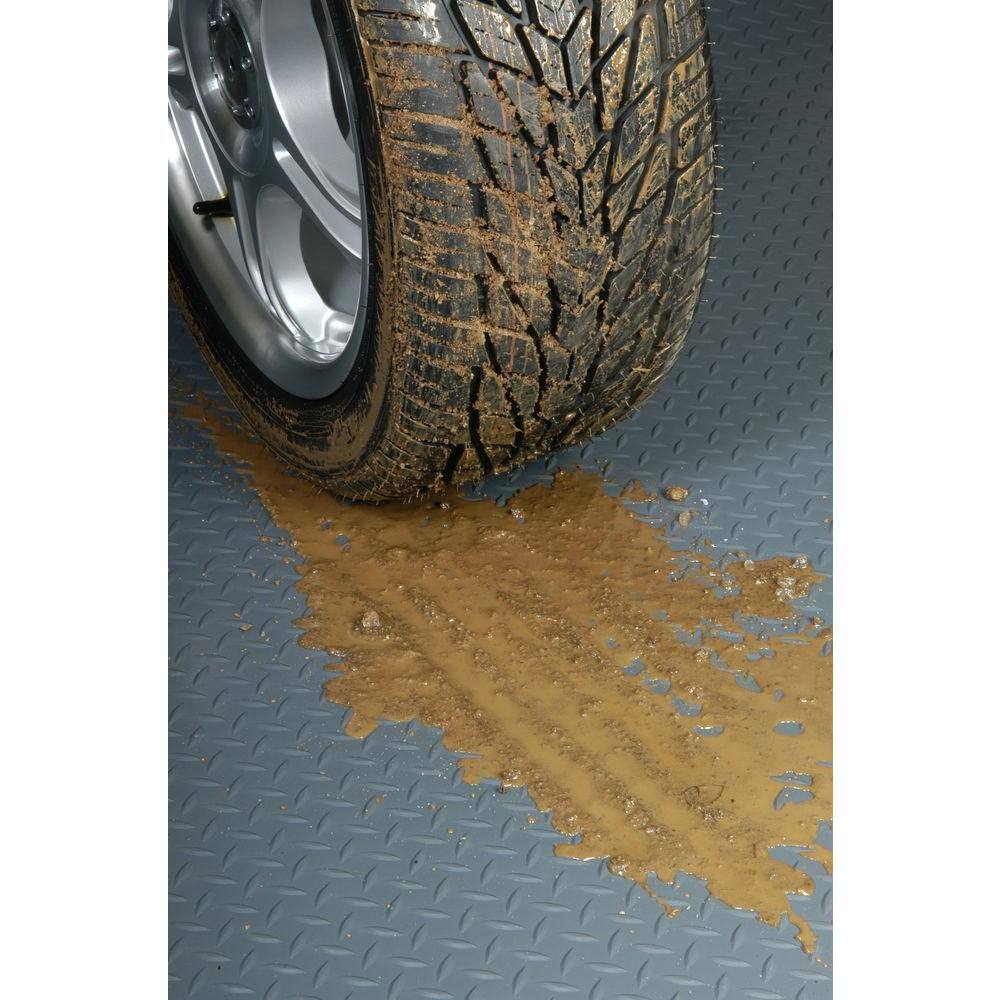 G-Floor Diamond Tread 7.5 ft. x 17 ft. Slate Grey Commercial Grade Vinyl Garage Flooring Cover and Protector GF75DT717SG