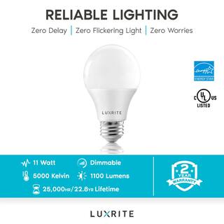 LUXRITE 75-Watt Equivalent A19 ENERGY STAR Dimmable 1100 Lumens E26 Medium Base LED Light Bulb 5000K Bright White (24-Pack) LR21433-24PK