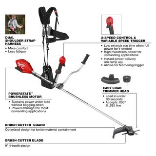 MW M18 FUEL 18V Lithium-Ion Brushless Cordless Brush Cutter with M18 FUEL 8 in. HATCHET Pruning Saw 2-Tool) 3015-20-3004-20