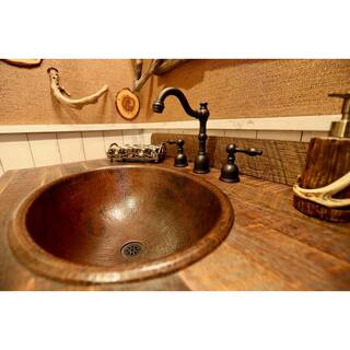 Premier Copper Products Self-Rimming Master Bath Oval Hammered Copper Bathroom Sink in Oil Rubbed Bronze LO20RDB