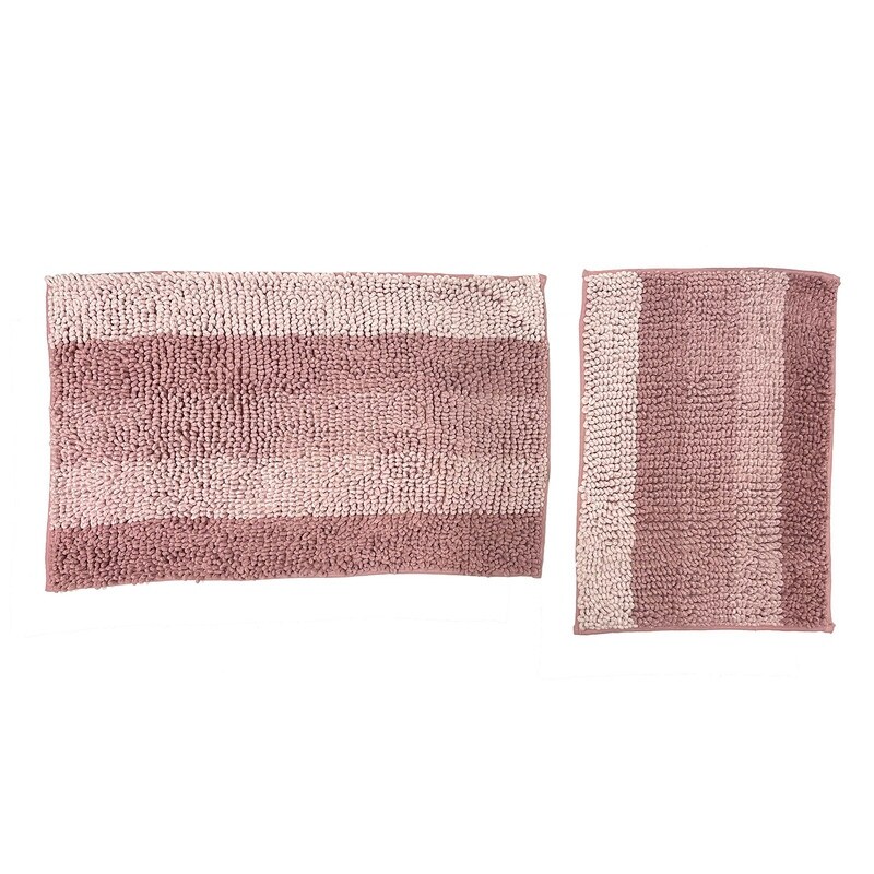 Premius Lina 2 Piece Loop Chenille Bath Mat Set  20x32  17x24 Inches