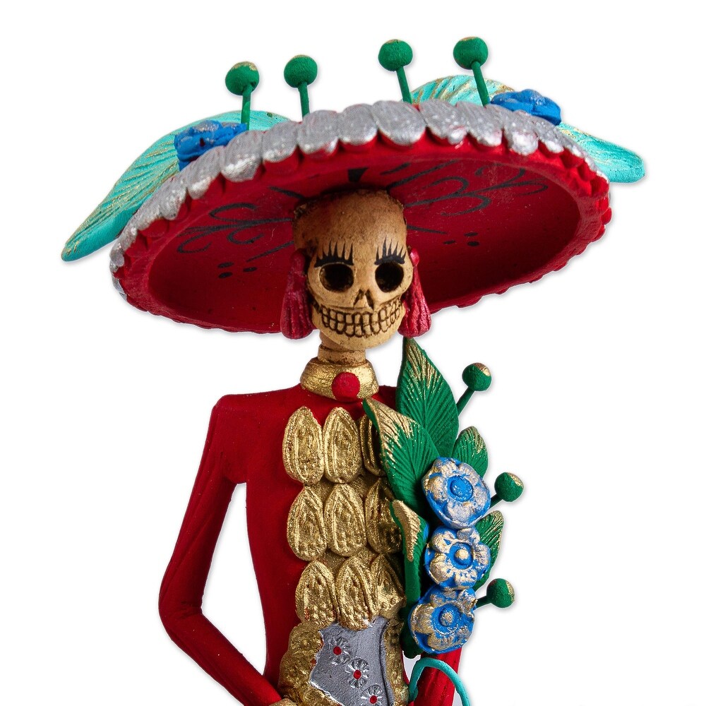 Novica Handmade La Catrina Esperanza Ceramic Sculpture