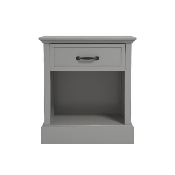 Set of 2 Gray Wooden Cabinet Nightstands with Single Drawer 24.25