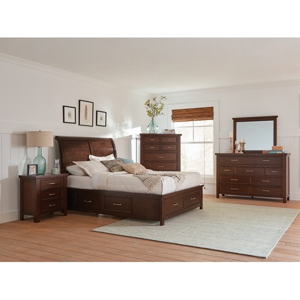 Maeve Pinot Noir 4-piece Bedroom Set with 2 Nightstands and Dresser - - 34936004