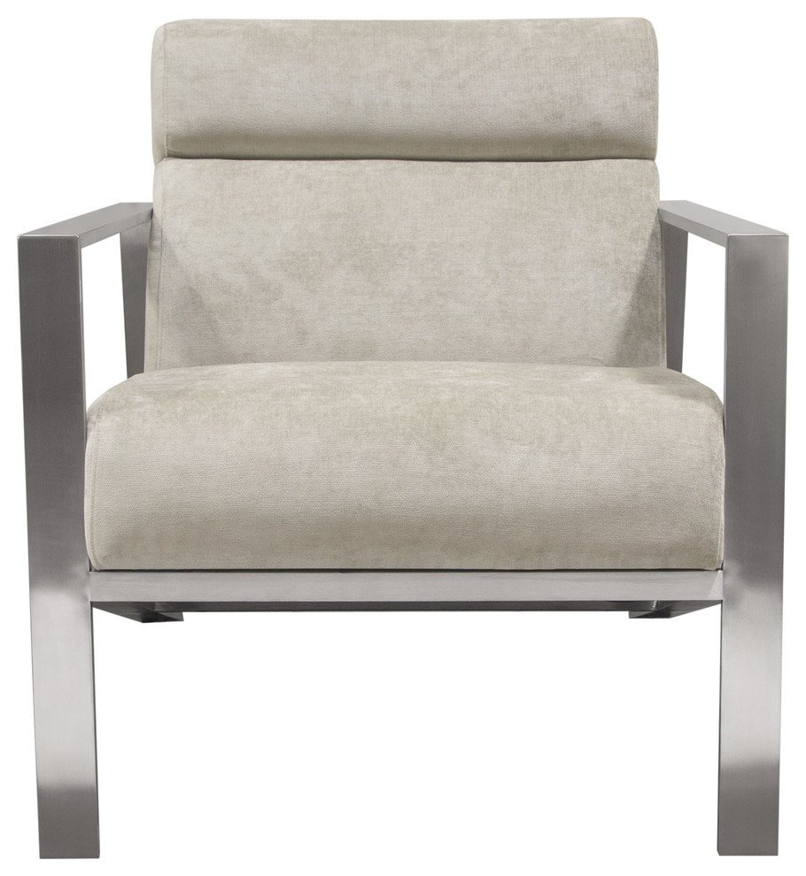 La Brea Accent Chair  Champagne Fabric With Brushed Stainless Steel Frame   Contemporary   Armchairs And Accent Chairs   by Diamond Sofa  Houzz