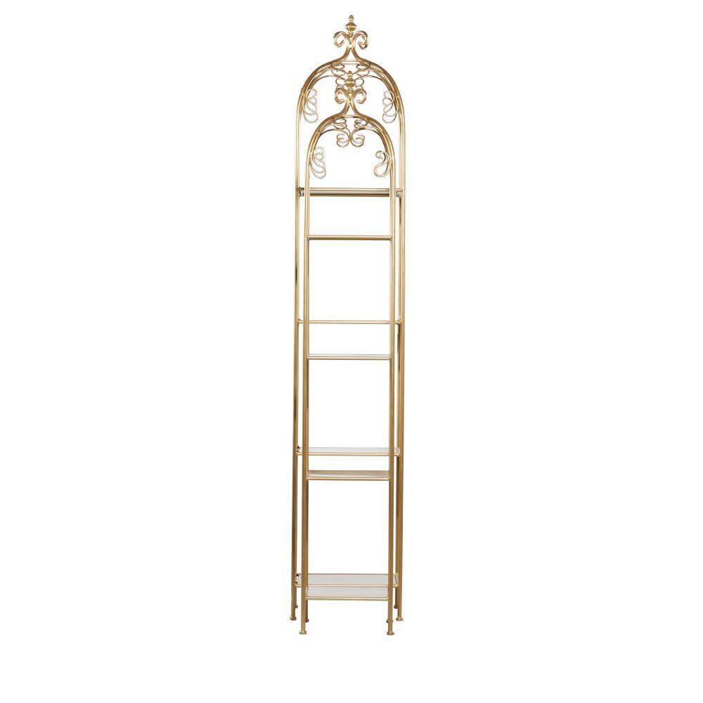 Litton Lane 74 in. Gold Contemporary Metal 4 Shelf Shelving Unit (Set of 2) 46038