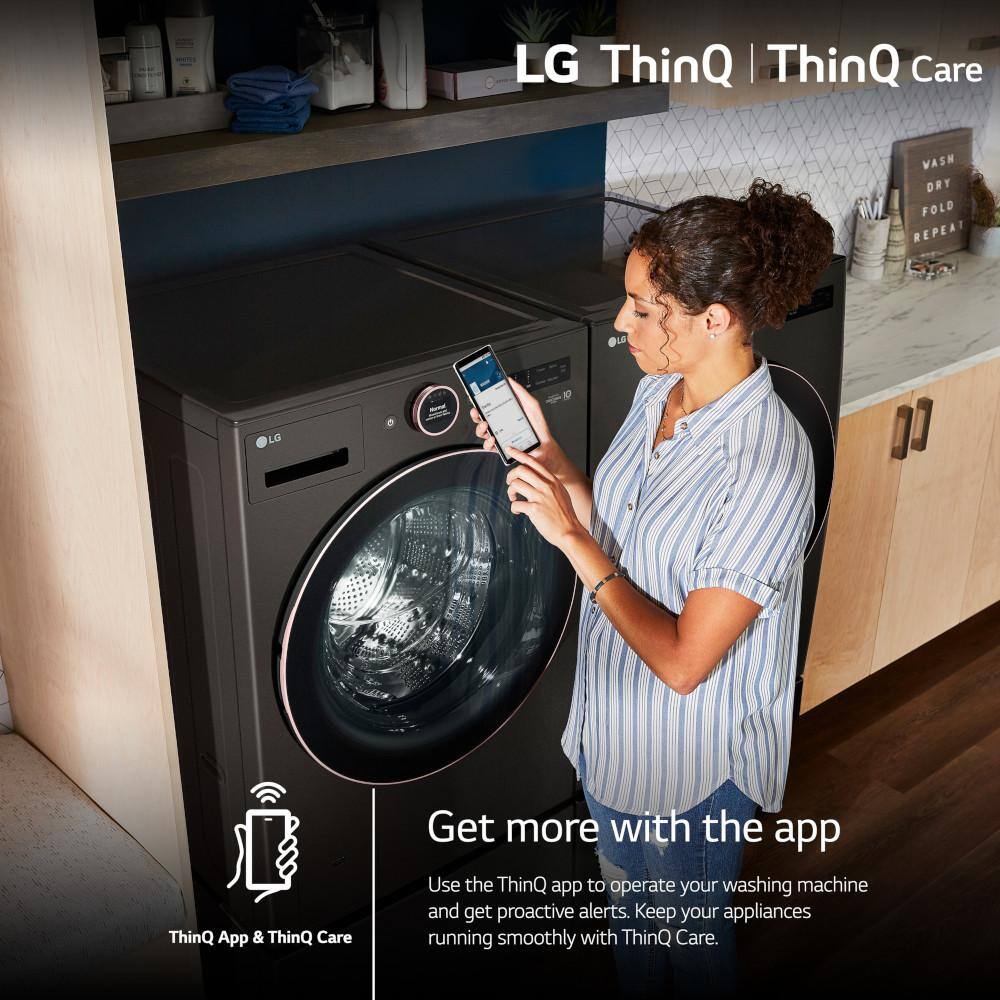 LG 5.0 cu.ft. Ultra Large Front Load Washer with TurboWash360 TurboSteam and WiFi Connectivity in Black Steel WM6500HBA