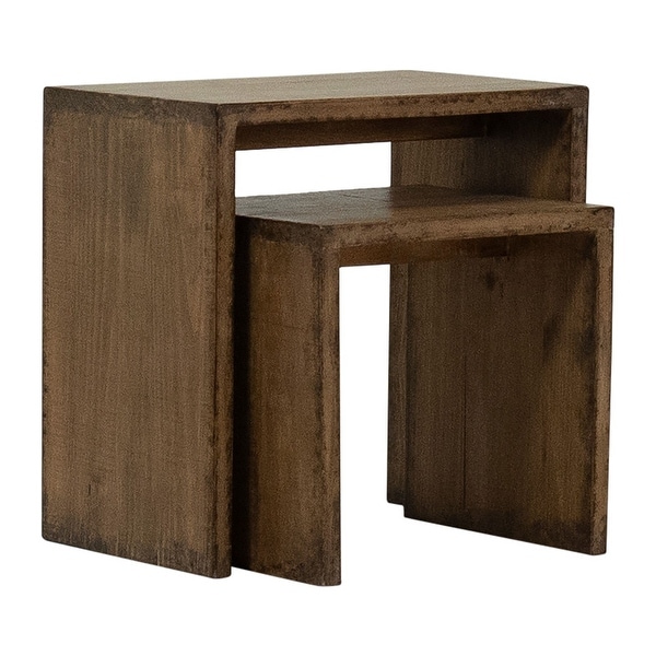 Evie Set of 2 Nesting Side Tables， Medium Brown