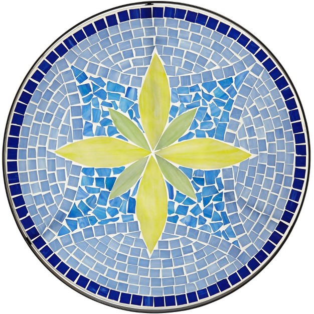 Wide Blue Yellow Mosaic Tabletop For Front Porch Patio Home House