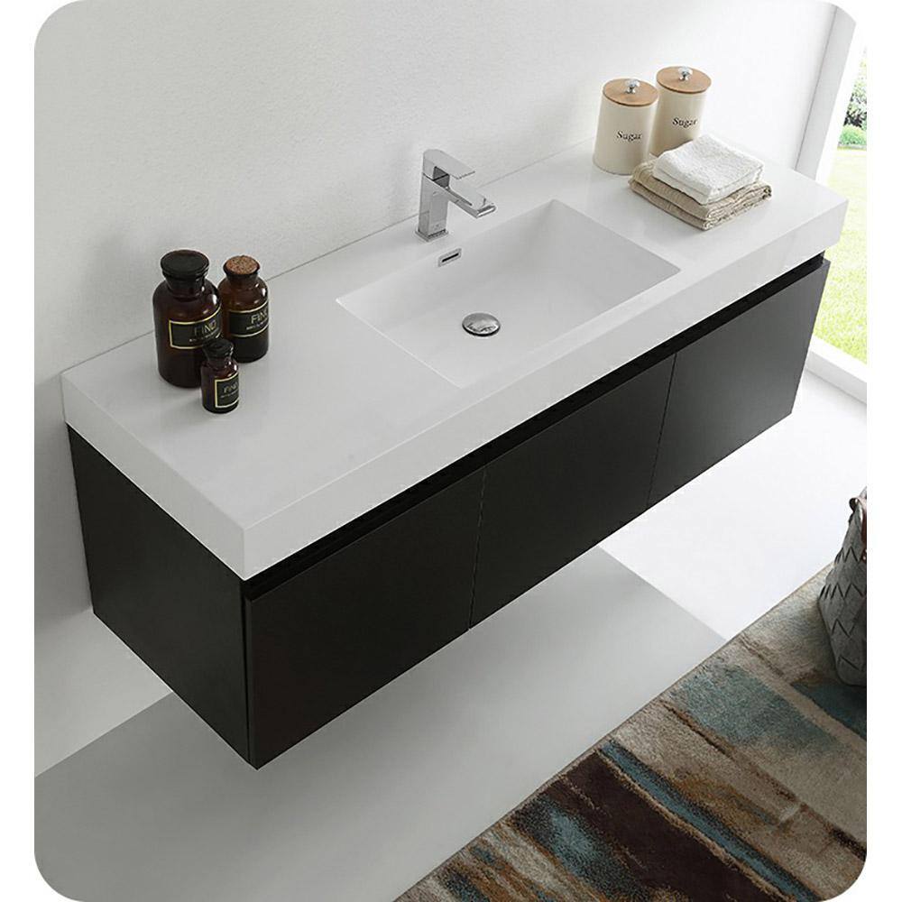 Fresca Mezzo 60 in. Modern Wall Hung Bath Vanity Cabinet Only in Black FCB8041BW