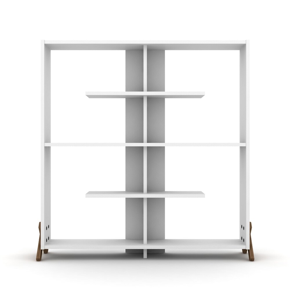 White Kipp Wood Etagere Open Back 6 Shelves Bookcase Large Organizer