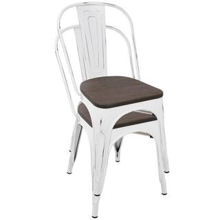 Lumisource Oregon Vintage White and Espresso Dining Chair (Set of 2) DC-OR VW+E2