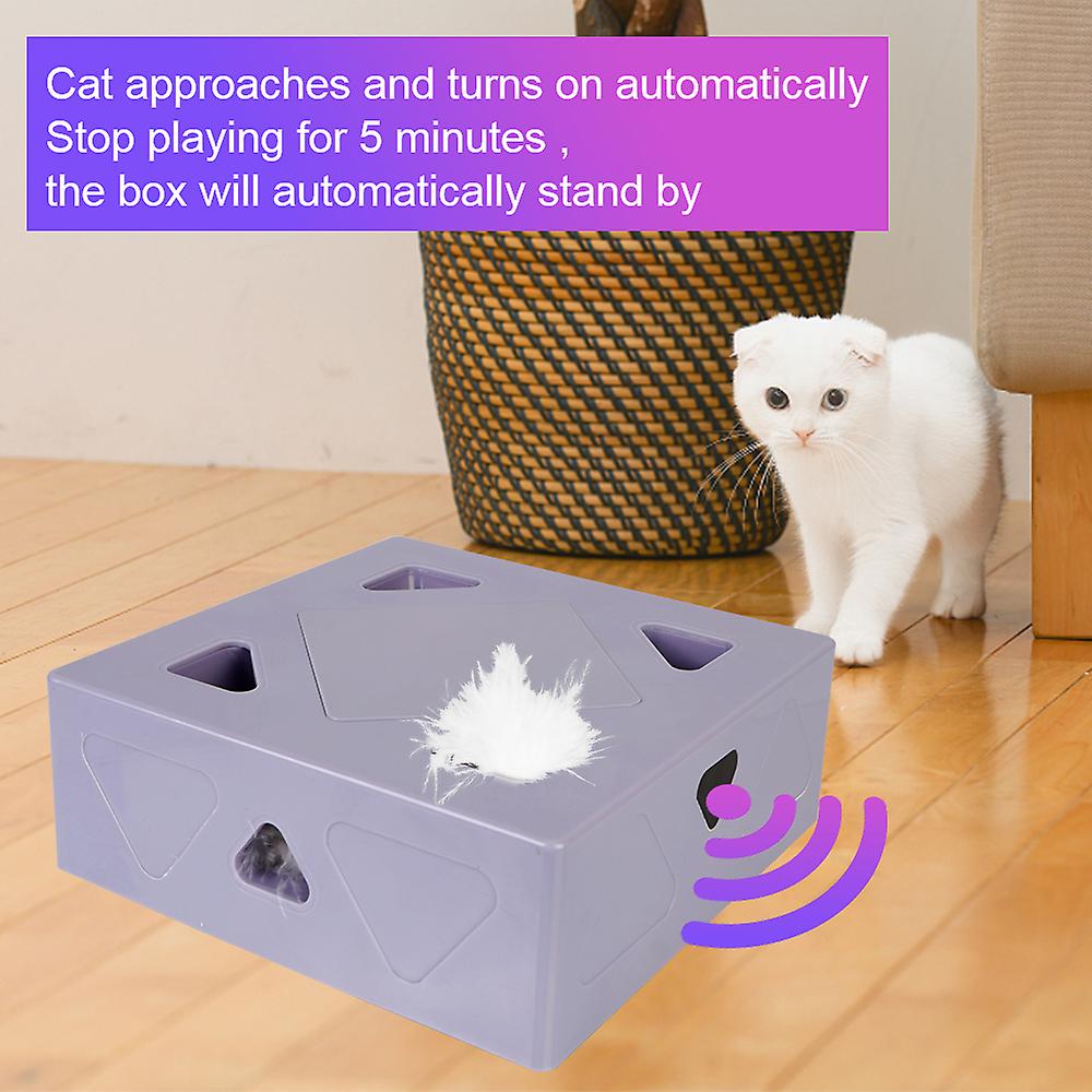 Automatic Cat Feather Toy Electric Cat Toy Teasing Cat Stick Game Sqaure Magic Box Selfplay Exercise Toys For Cat Interactive