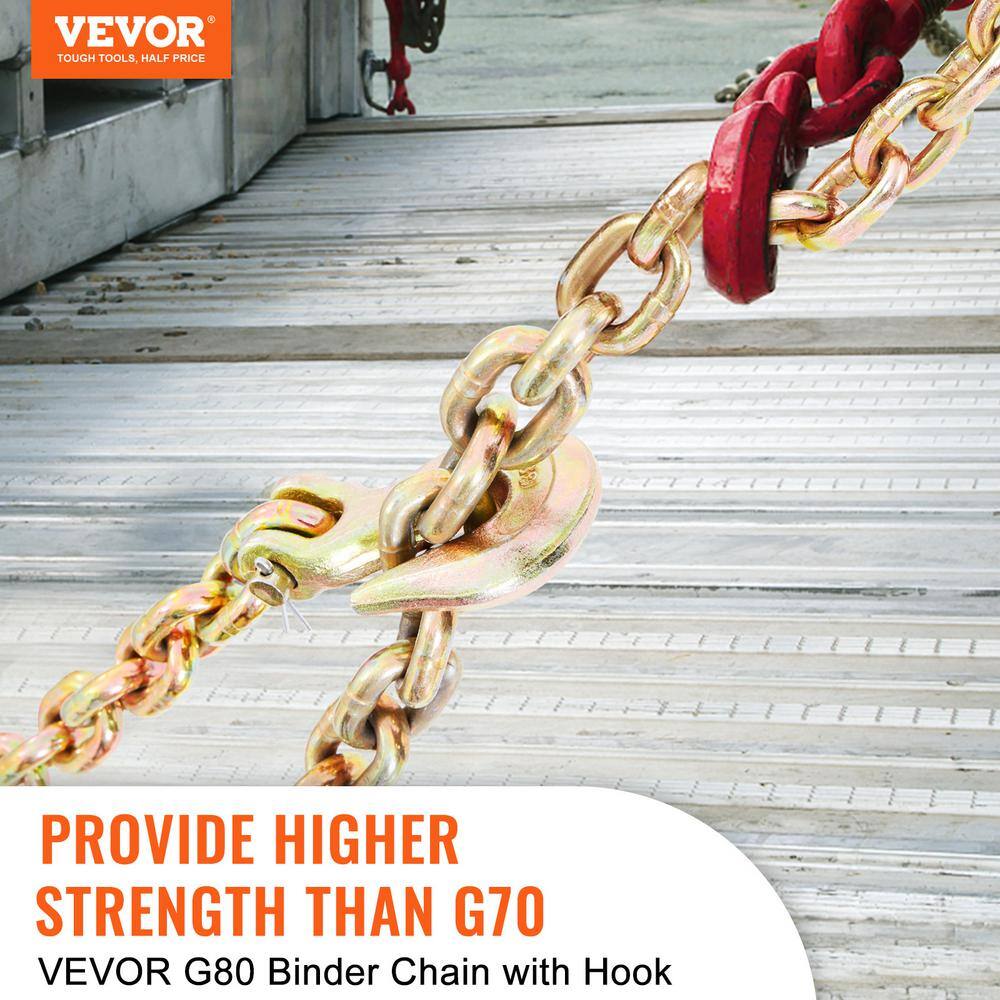 VEVOR Transport Binder Chain 4900 lbs. Load Capacity G80 Tow Chain 516 in. x 20 ft. with Grab Hooks 2-Pack ZGTLJZMGDXZYJQB0WV0