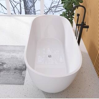 Xspracer Moray 55 in. x 29 in. Acrylic Flatbottom Freestanding Soaking Non-Whirlpool Bathtub with Pop-up Drain in Matte White JH-9530755MW