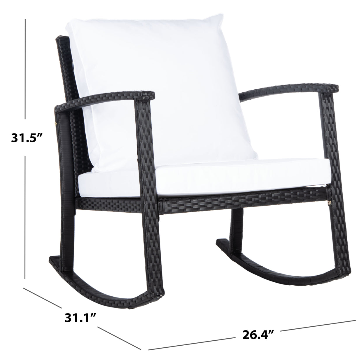 SAFAVIEH Outdoor Collection Daire Rocking Chair Black/White Cushion