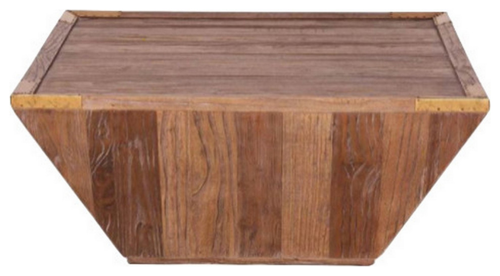 39 quotSquare Coffee Table  Carved Top  Bracket Accents  Brown Sloped Base   Rustic   Coffee Tables   by VirVentures  Houzz