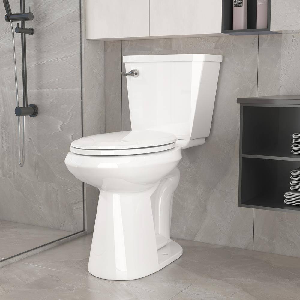 Simple Project High S-Trap 2-Piece 1.28 GPF Elongated Chair Height Floor Mounted Toilet in White (Seat Included) HD-US-TT-5