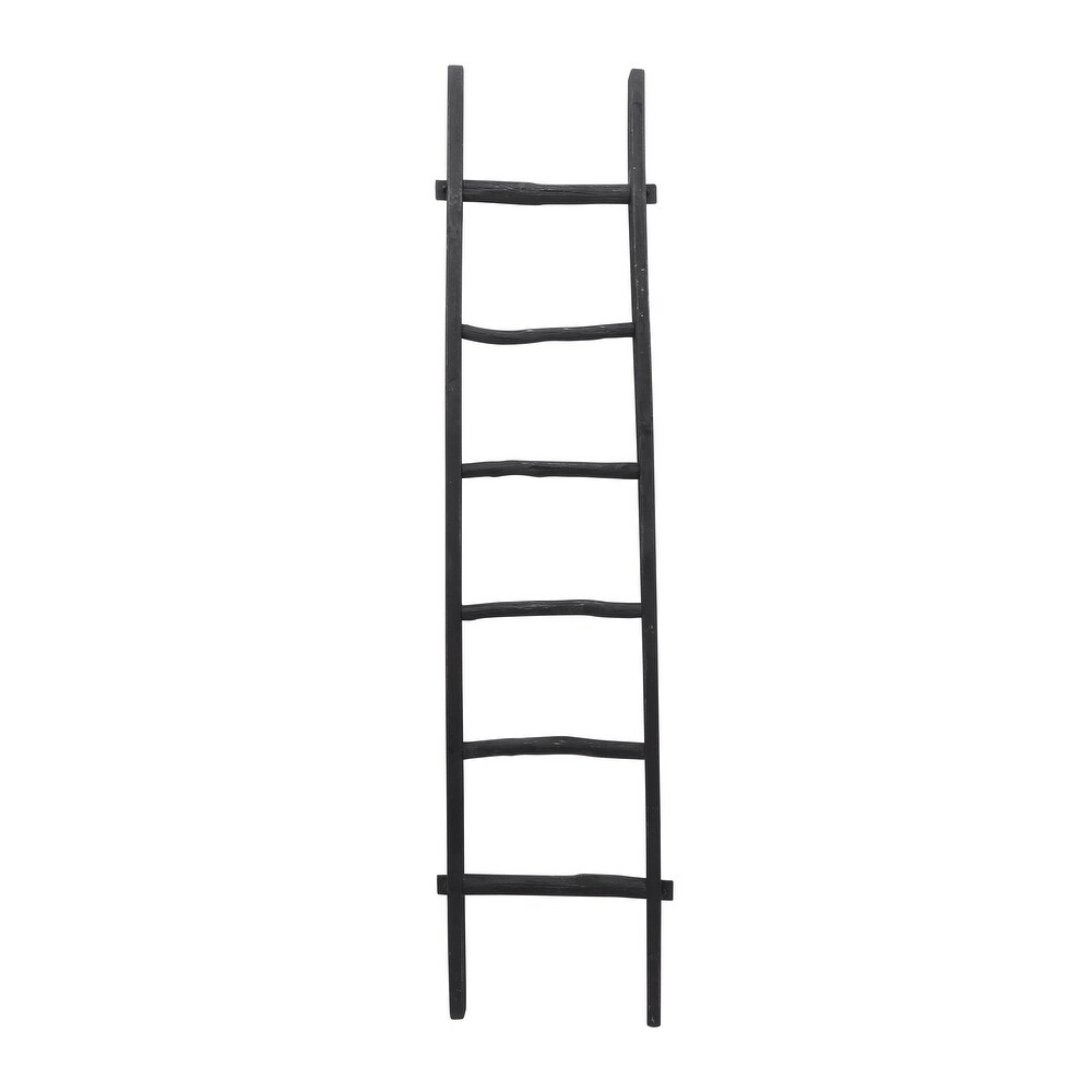 Tall Blanket Ladder  Decorative Freestanding Wooden Ladder for Quilt Storage  Black  19 L x 2 W x 76 H   19\