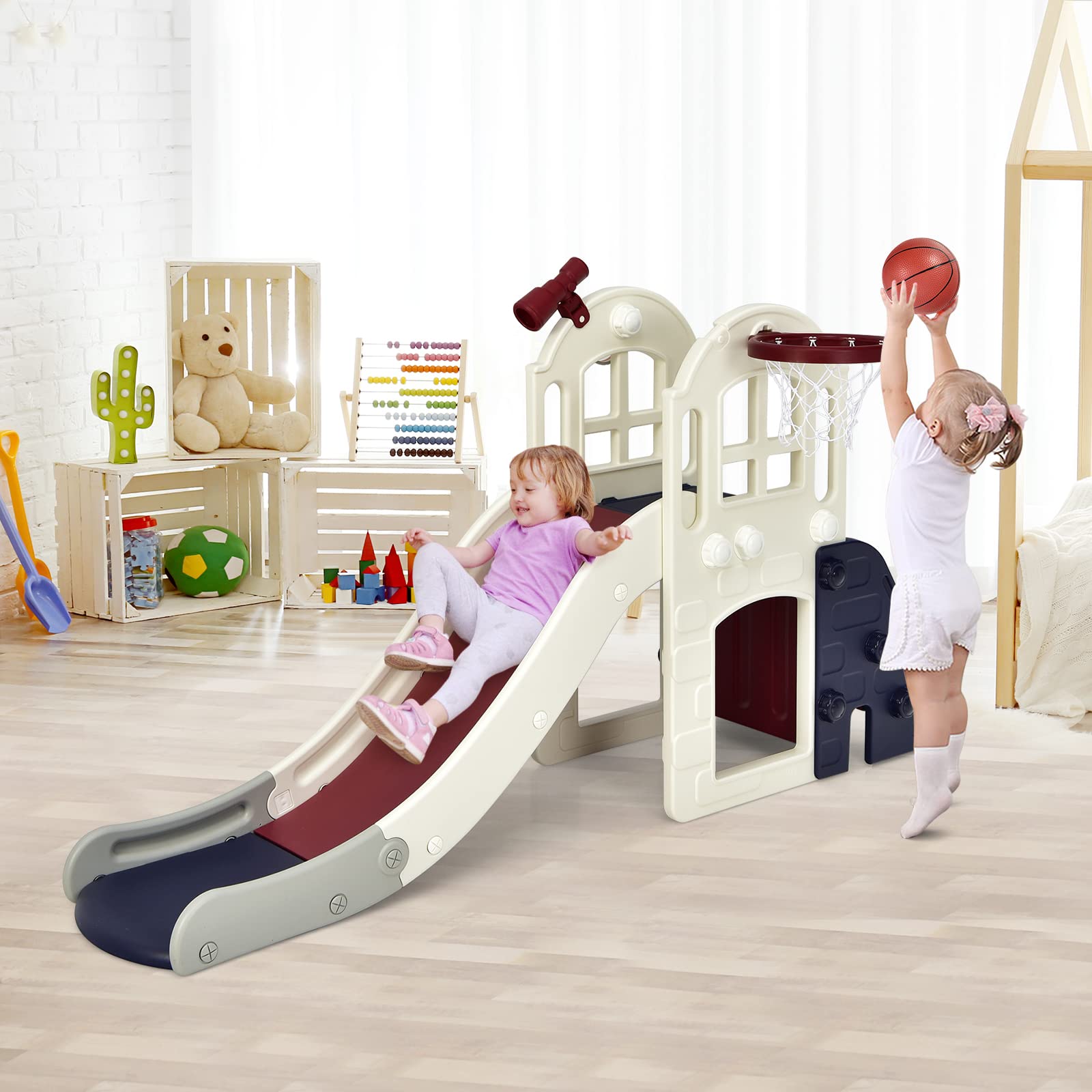 Costzon 6 in 1 Slide for Kids, Toddler Climber Slide Set