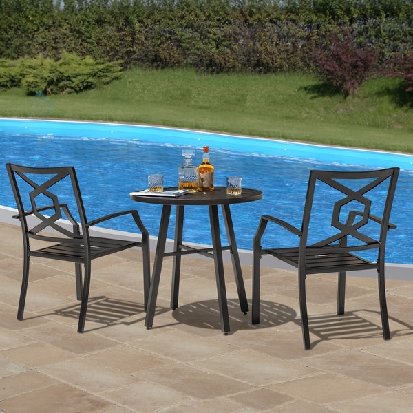 NUU GARDEN Outdoor 3Piece Iron Bistro Set