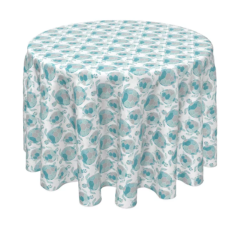 Round Tablecloth， 100% Polyester， 90 Round， Tropical Turtles