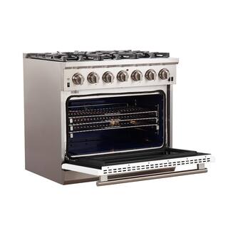 Forno Capriasca 36 in. 5.36 cu. ft. Gas Range with 6 Gas Burners Oven in Stainless Steel with White Door FFSGS6260-36WHT