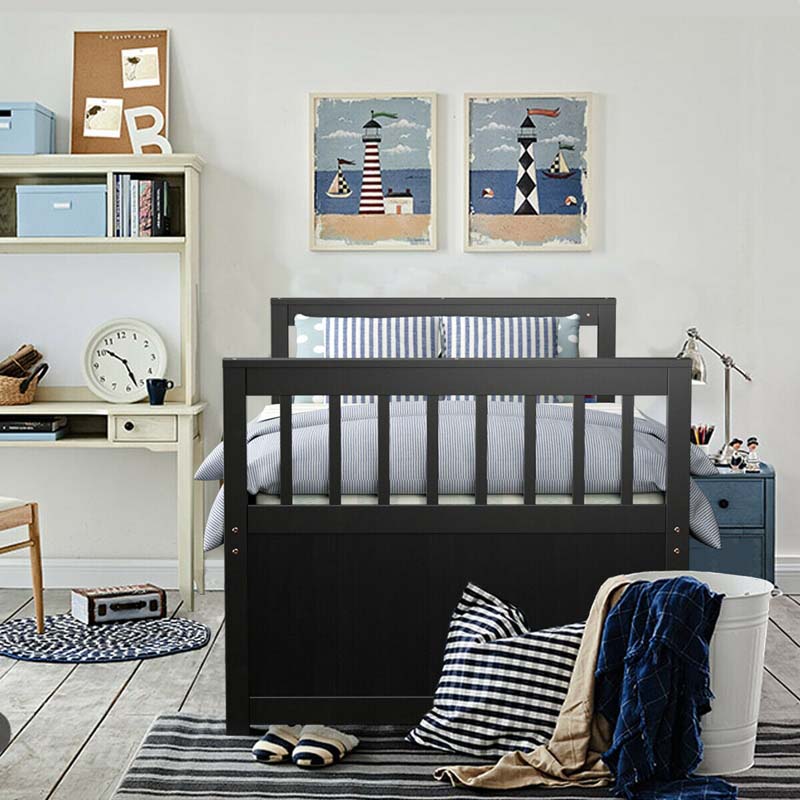 Twin Captain's Bed with Trundle Bed, Storage Daybed with 3 Drawers, Wooden Platform Bed for Kids Guests Sleepovers