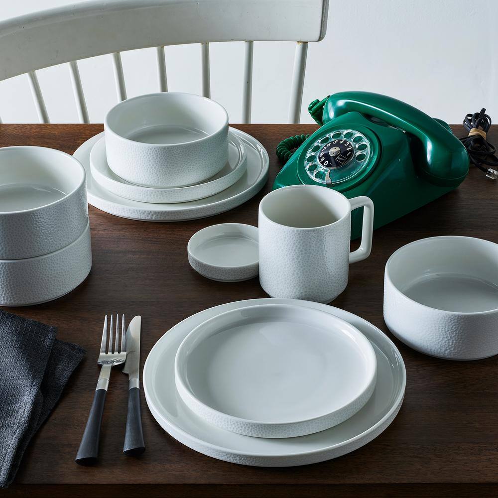 Noritake Colortex Stone White Porcelain 12-Piece Dinnerware Set (Service for 4) G010-12BP