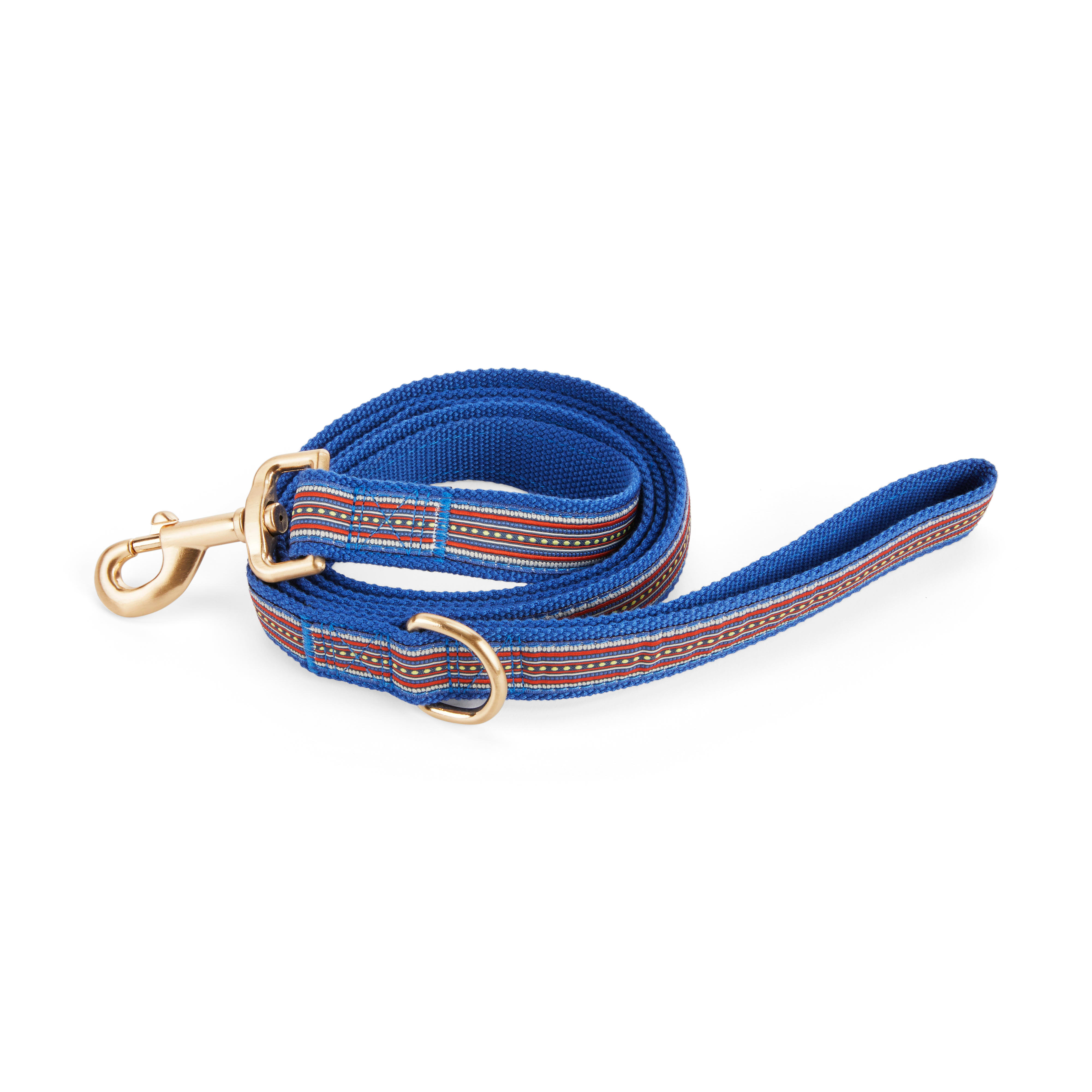 YOULY The Wanderer Blue Stitched Dog Leash， 6 ft.