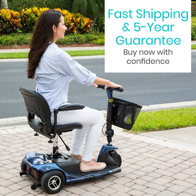 Vive Health 3 Wheel Lightweight Folding Mobility Scooter - For Precise Turns - Long Distance, Comfort Swivel Seat w/ Anti Flat Tires For Seniors