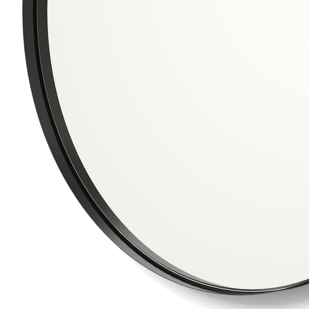 better bevel 36 in. x 36 in. Framed Round Bathroom Vanity Mirror in Black 20027