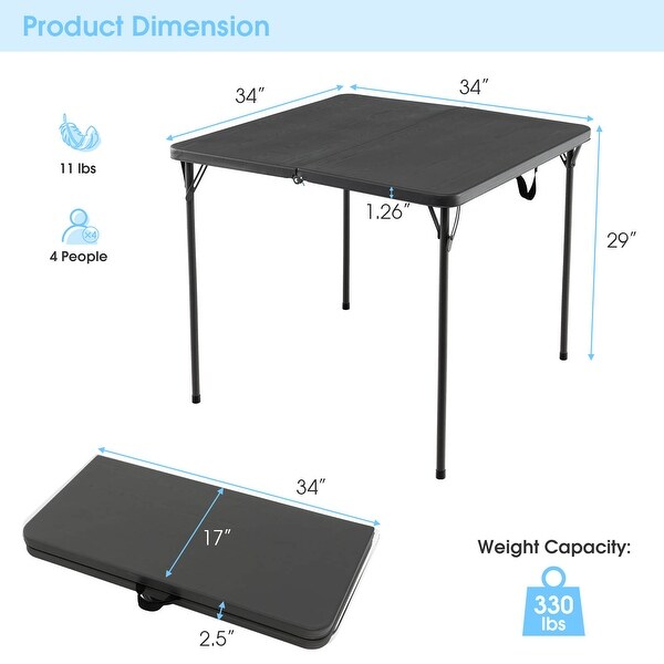 Folding Camping Table with AllWeather HDPE Tabletop and Rustproof Steel Frame