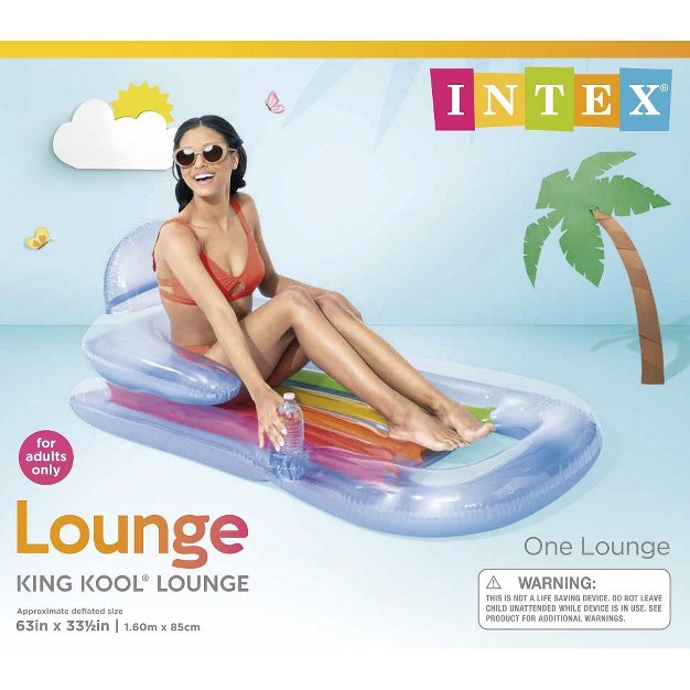 Intex 58802ep Inflatable King Kool Swimming Pool Lounge Raft Blue 2 pack