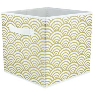 Home Basics 10.5 in. H x 10.5 in. W x 10.5 in. D Gold Fabric Cube Storage Bin HDC51545