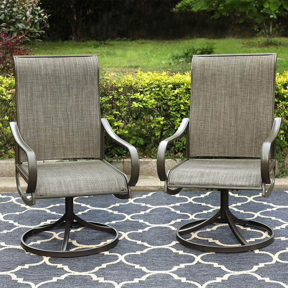 Sophia & William 2Pcs Patio Outdoor Dining Swivel Chairs Set with Brown Steel Frame