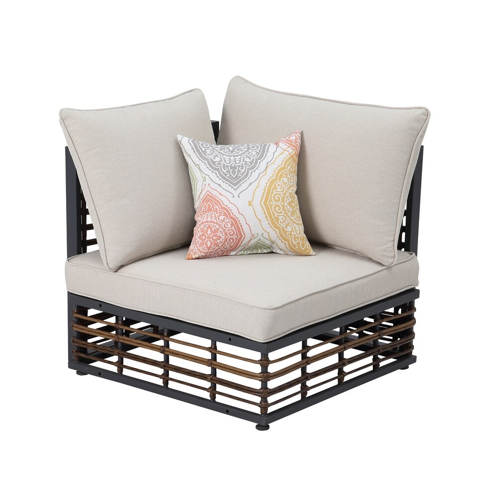 7 Piece Metal Outdoor Hollow Out Patio Conversation Seating Set