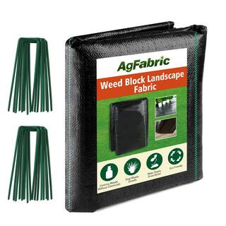 Agfabric 6.5 ft. x 50 ft. 3oz. Weed Barrier Fabric Heavy-Duty Landscape Fabric with 20 U-Shaped Securing Pegs GP306550