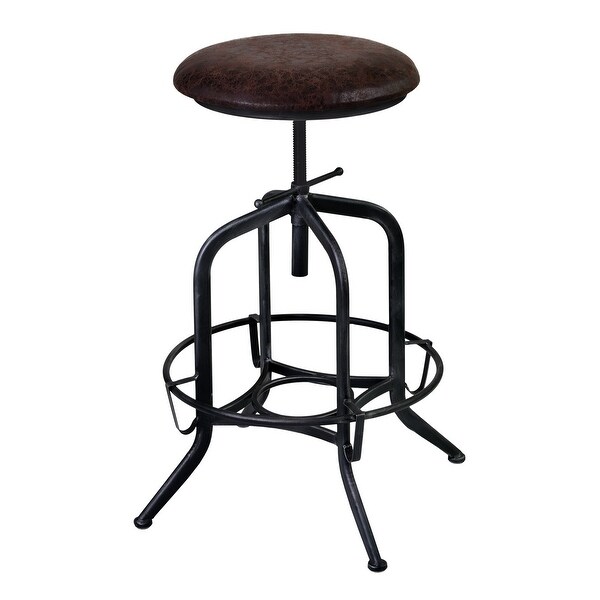 Brown and Black Adjustable Industrial Style Bar Stool - 34