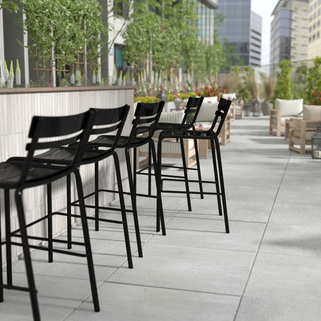 Flash Furniture Nash Commercial Grade Metal Indoor outdoor Bar Height Stool With 2 Slats