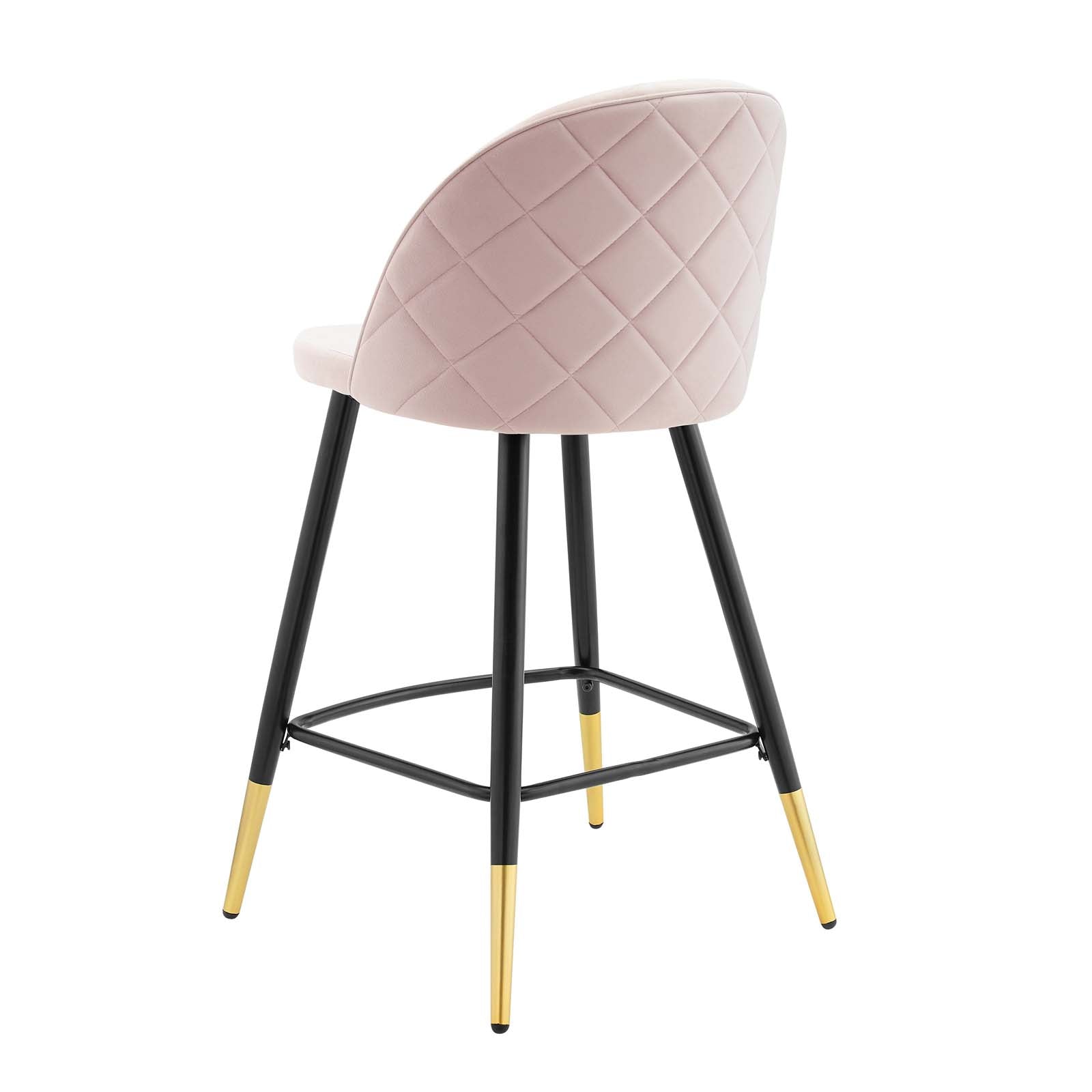 Counter Stool Chair， Set of 2， Velvet， Metal Steel， Pink， Modern Contemporary Urban Design， Bar Pub Cafe Bistro Hotel Restaurant Hospitality