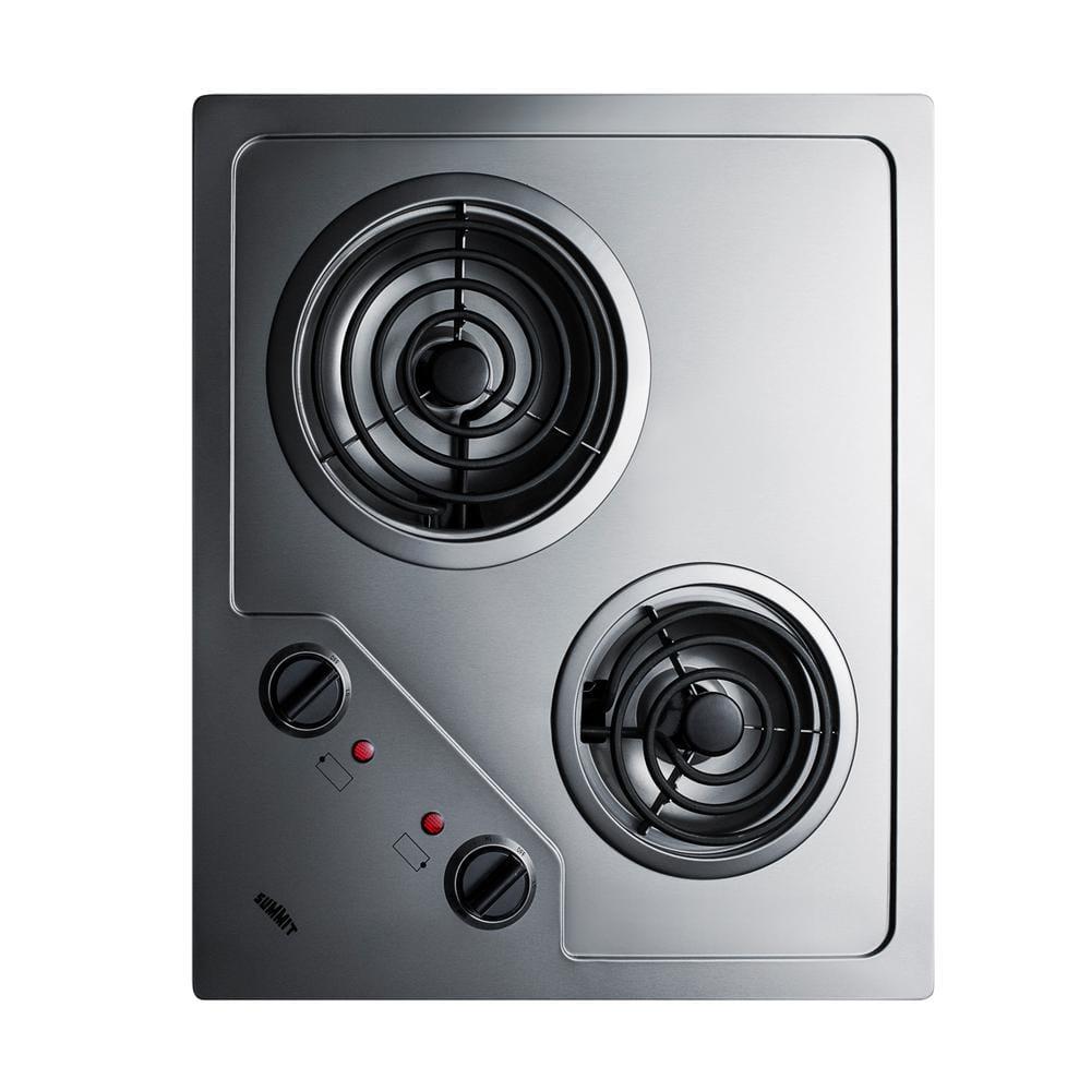 Summit Appliance 21 in Coil Electric Cooktop in Stainless Steel with 2 Elements 220Volt