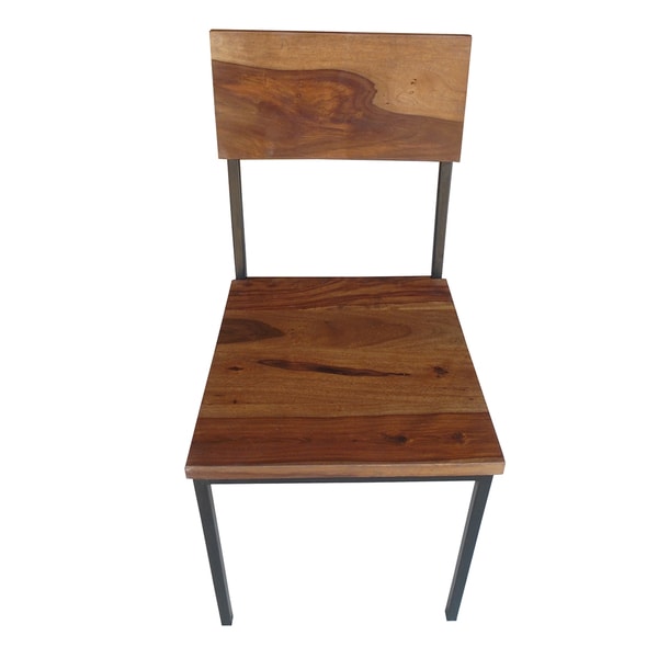 Handmade Seesham Wood and Metal Chair， Set of 2 (India)