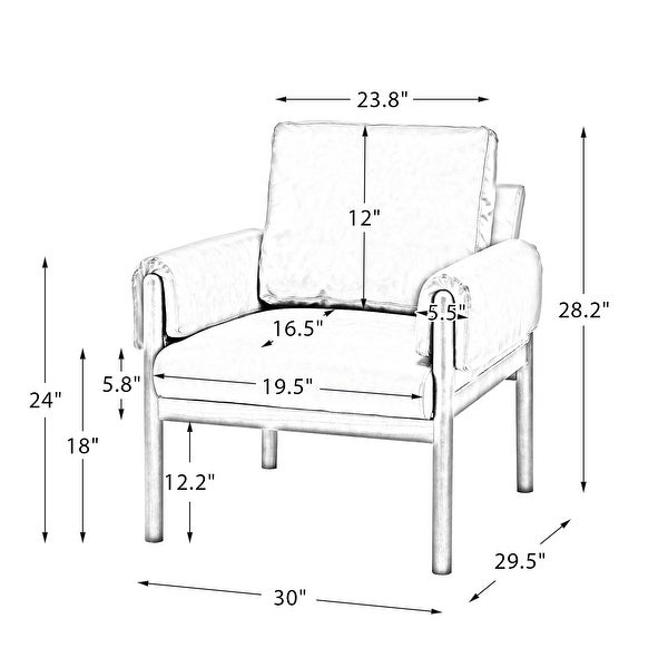 Tiago Comfy Living Room Accent Armchair with Solid Wood Legs by HULALA HOME