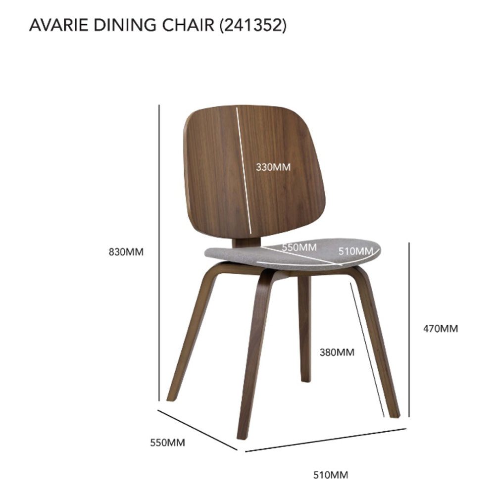 AVARIE Dining Chair -  Grey & Walnut